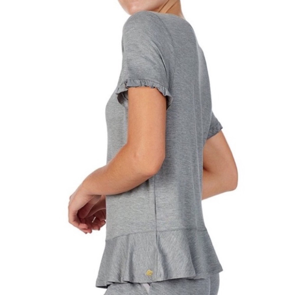 Kate Spade | French Terry Sleep Top | Ruffle Sleeve | Peplum Hem | Gray | S 🕥